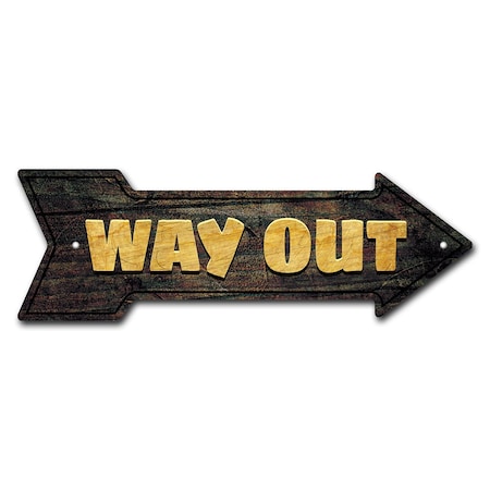 Signmission Way Out Arrow Sign Funny Home Decor 24in Wide P-ARROW8-999551